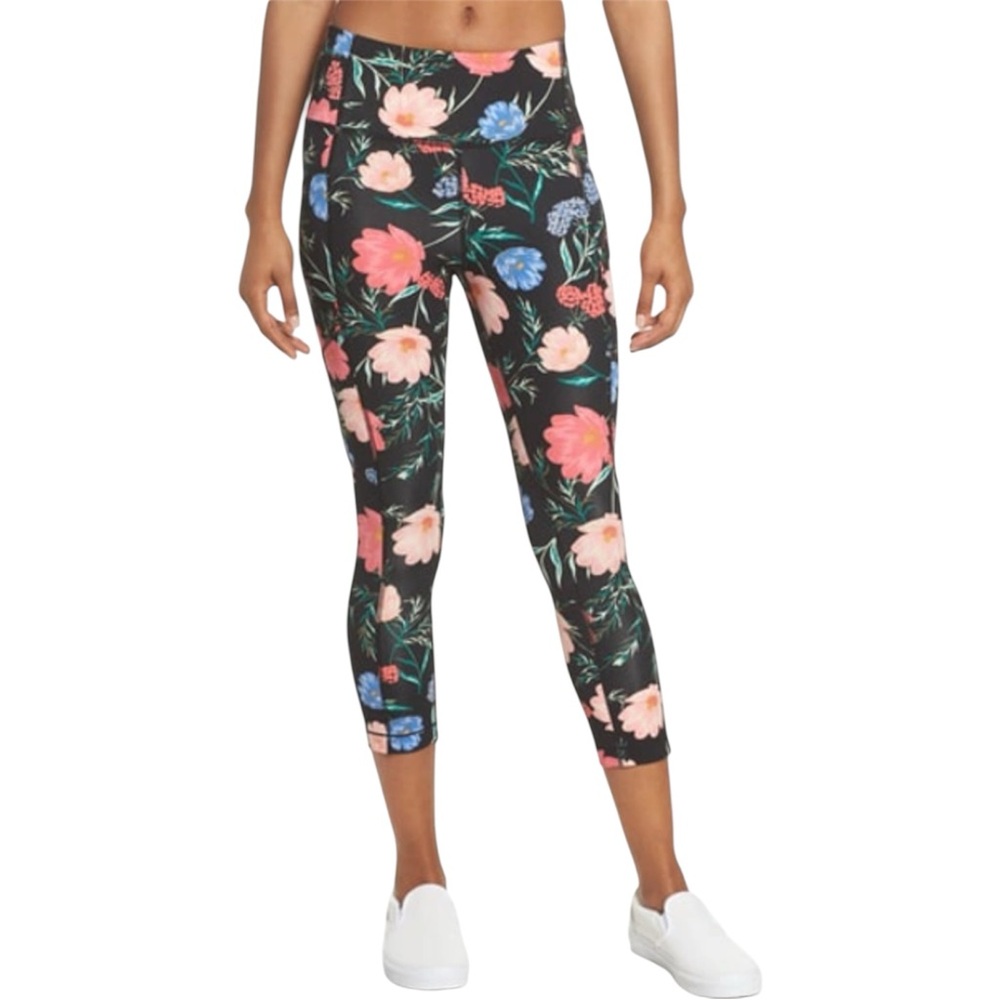 Kate Spade Blossom Floral Print Studio Leggings in Black Size XS